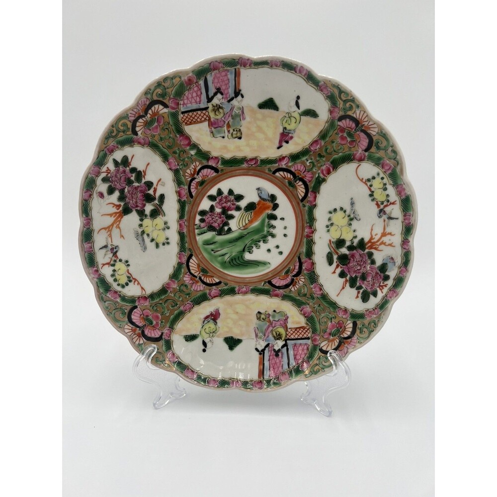 Antique Chinese Famille Rose Hand Painted Porcelain Plate 8 3/8"